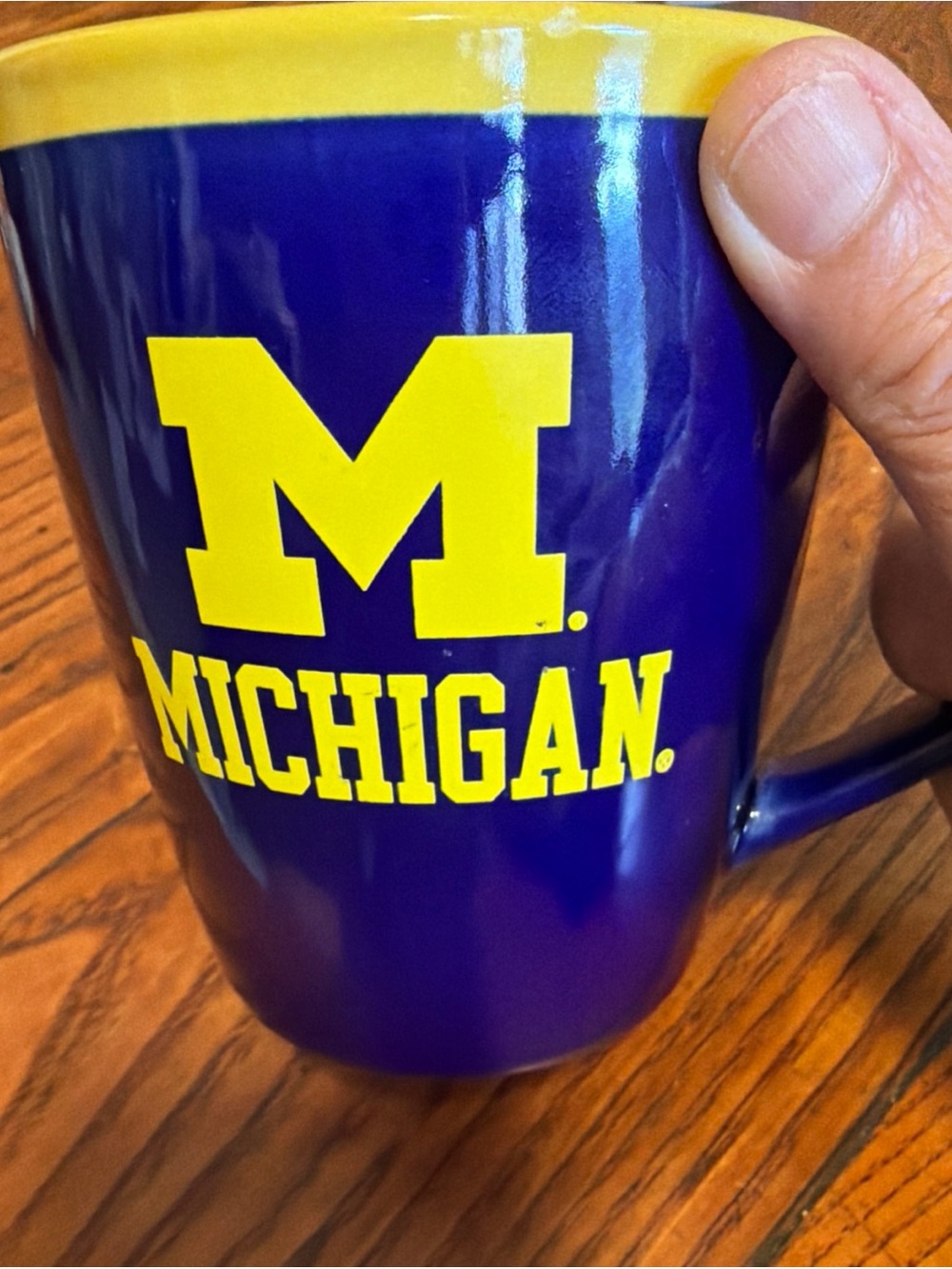 MICHI navy blue and maize yellow ceramic mug large